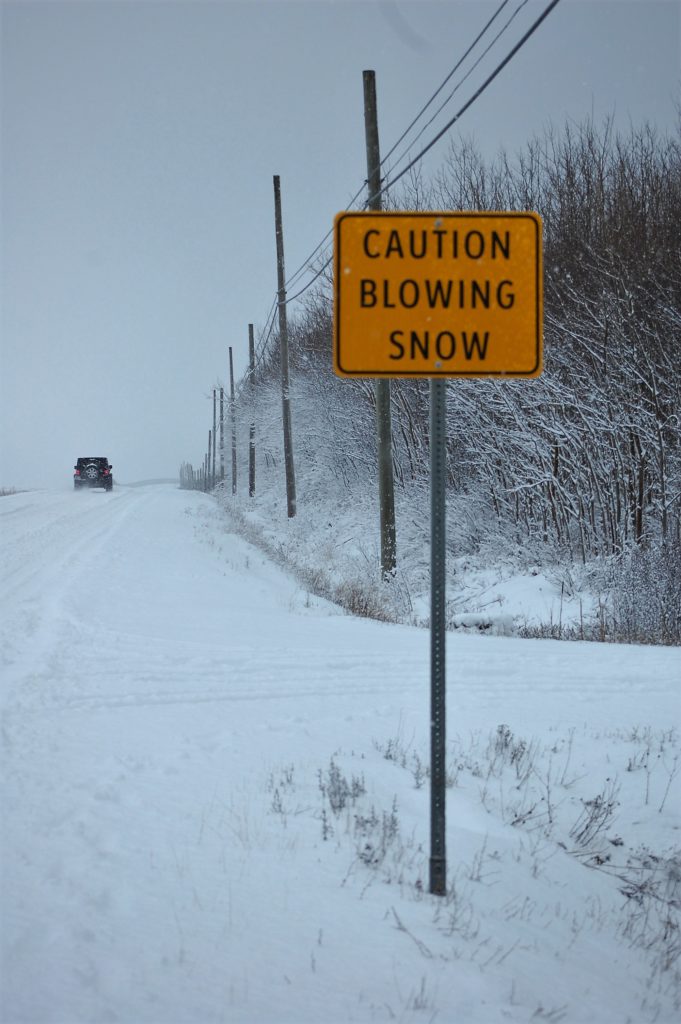 caution blowing snow